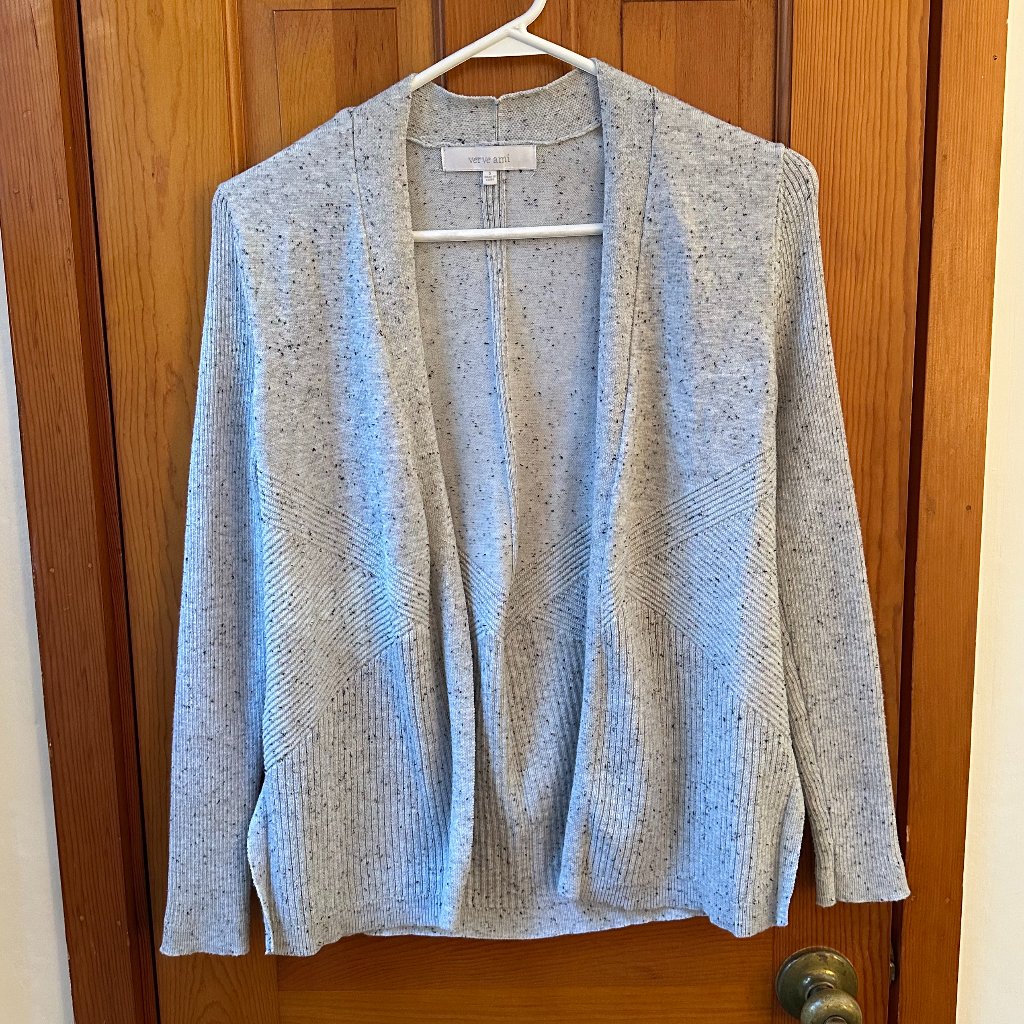 Verve Ami Cardigan  Light Gray Speckled Small